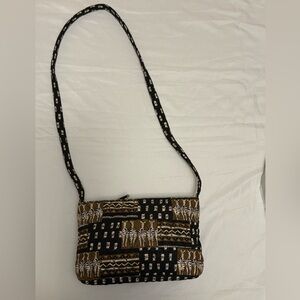 Vera Bradley Black and Brown Patterned Quilted Crossbody